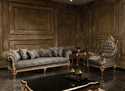 Klassische Graue Sofagarnitur 3+1 Sitzer Luxuriöser Designer Couchtisch